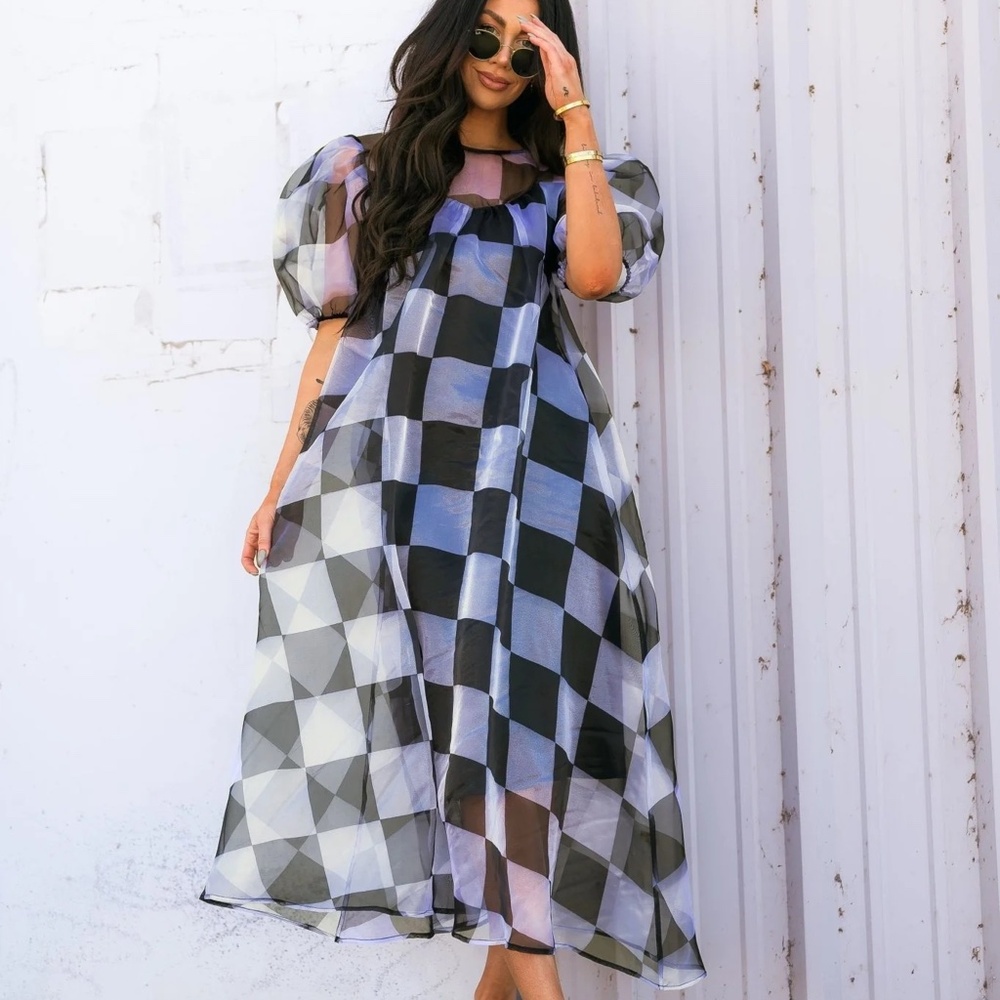 NWT Dressed in LALA Star Energy Organza Dress, Black/White, S ($102)